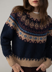 Chunky Fair Isle Crew Neck Sweater