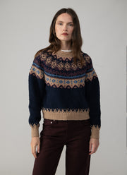 Chunky Fair Isle Crew Neck Sweater
