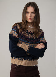 Chunky Fair Isle Crew Neck Sweater