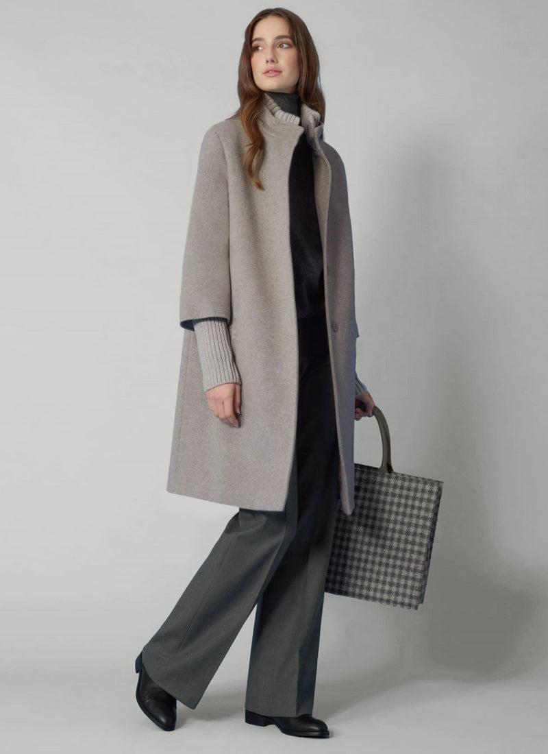 Cinzia Rocca Knitted Collar Cuff Car Coat