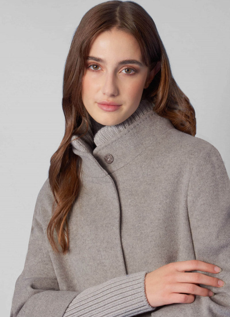 Cinzia Rocca Knitted Collar Cuff Car Coat