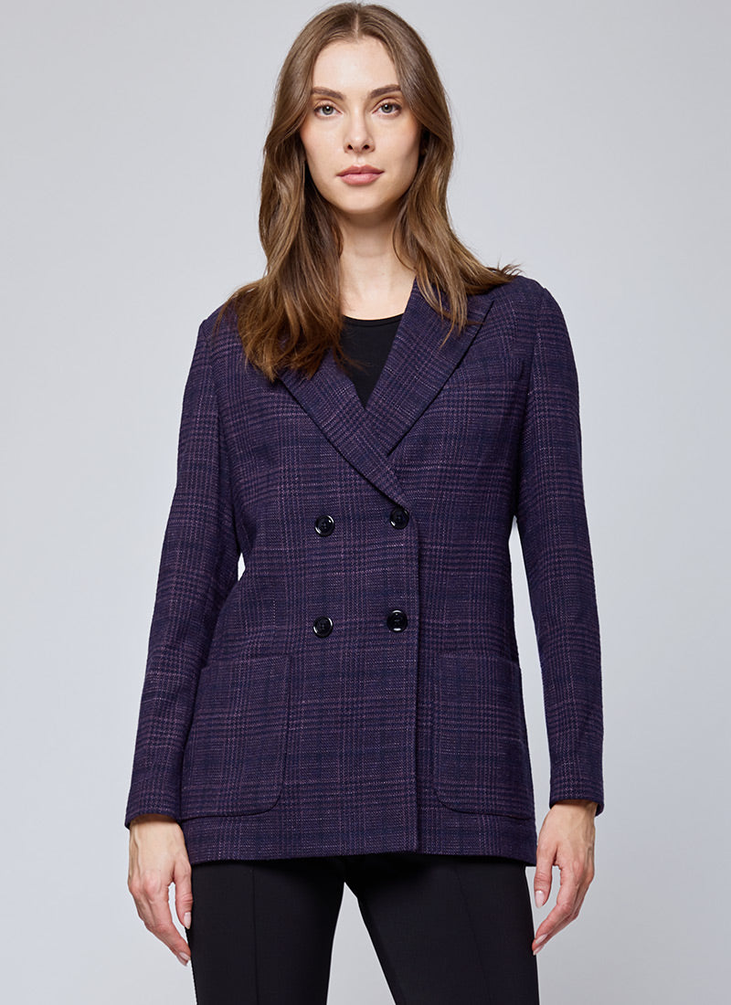 Circolo 1901 Double-Breasted Plaid Blazer