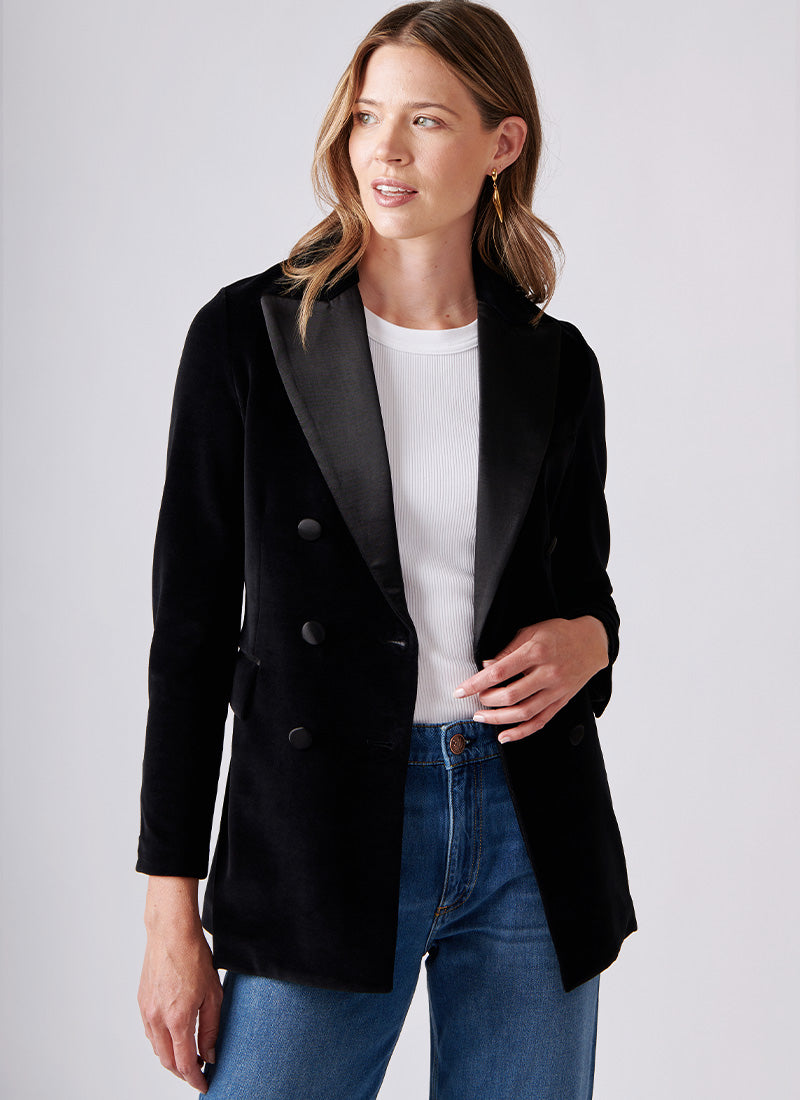 Circolo 1901 Double-Breasted Velour Blazer