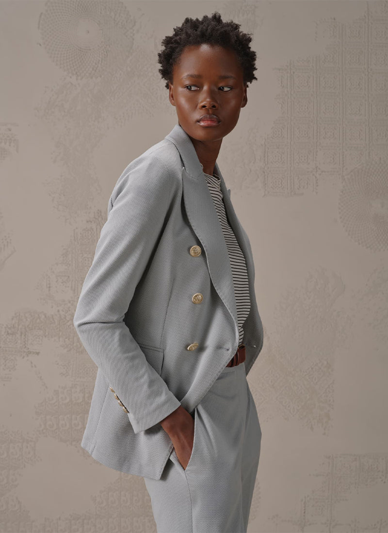 Circolo 1901 Oxford Light Dyed Asymmetric Double Breasted Blazer