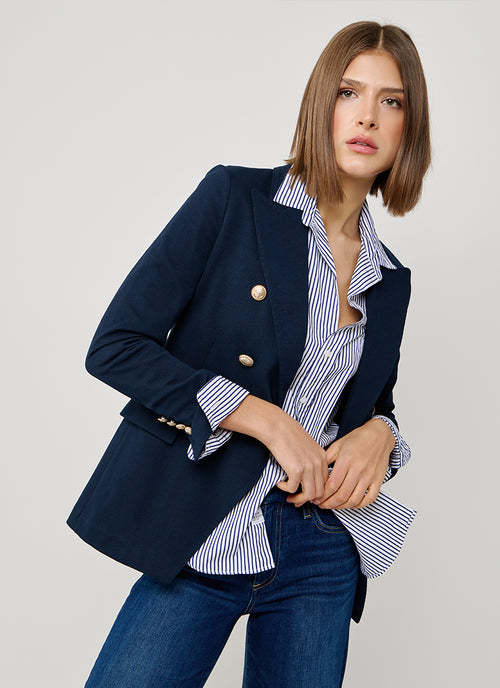 Circolo 1901 Oxford Light Dyed Asymmetric Double Breasted Blazer