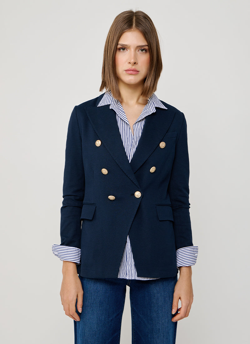 Circolo 1901 Oxford Light Dyed Asymmetric Double Breasted Blazer