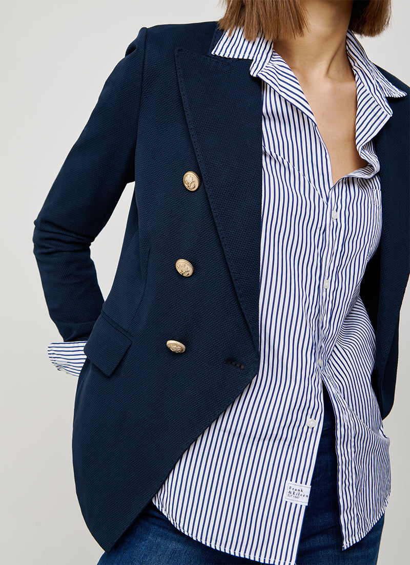 Circolo 1901 Oxford Light Dyed Asymmetric Double Breasted Blazer
