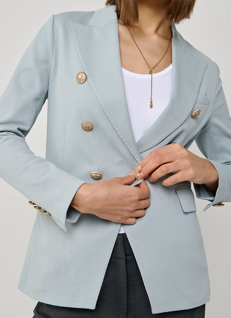 Circolo 1901 Oxford Light Dyed Asymmetric Double Breasted Blazer