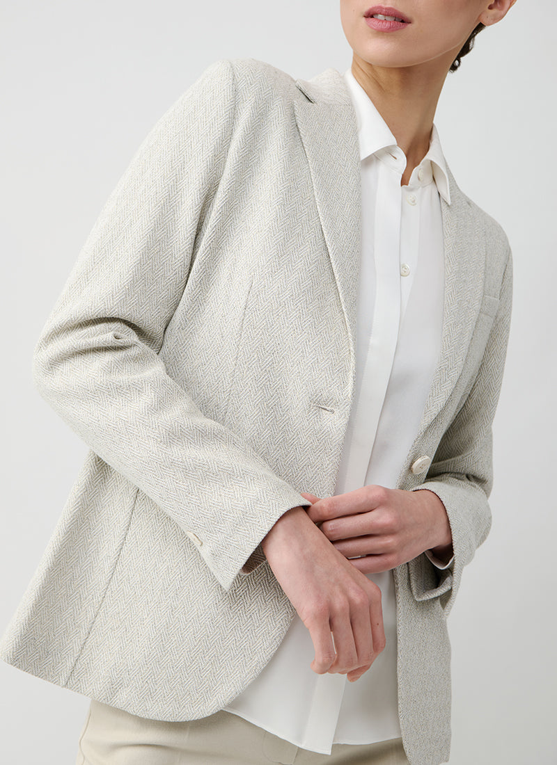 Circolo 1901 Basketweave 1 Button Long Blazer