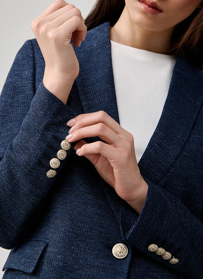 Circolo 1901 Garment Boyfriend 2 Button Pocket Linen Blazer