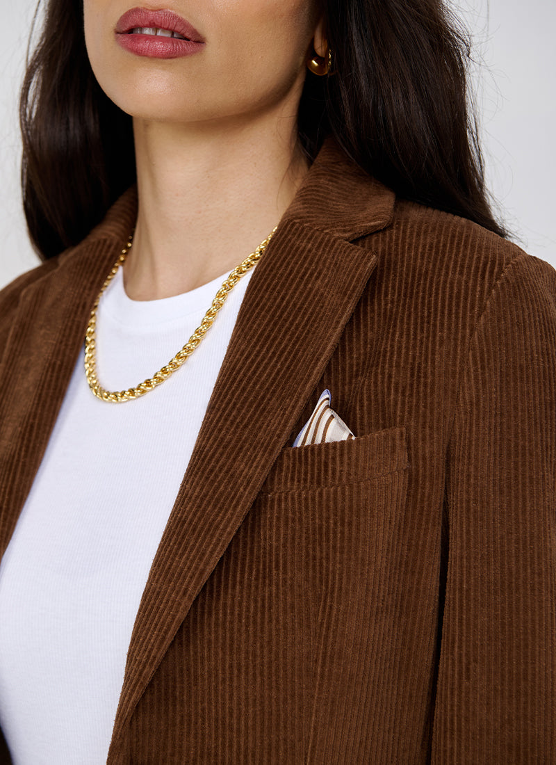 Slim Long Corduroy Blazer