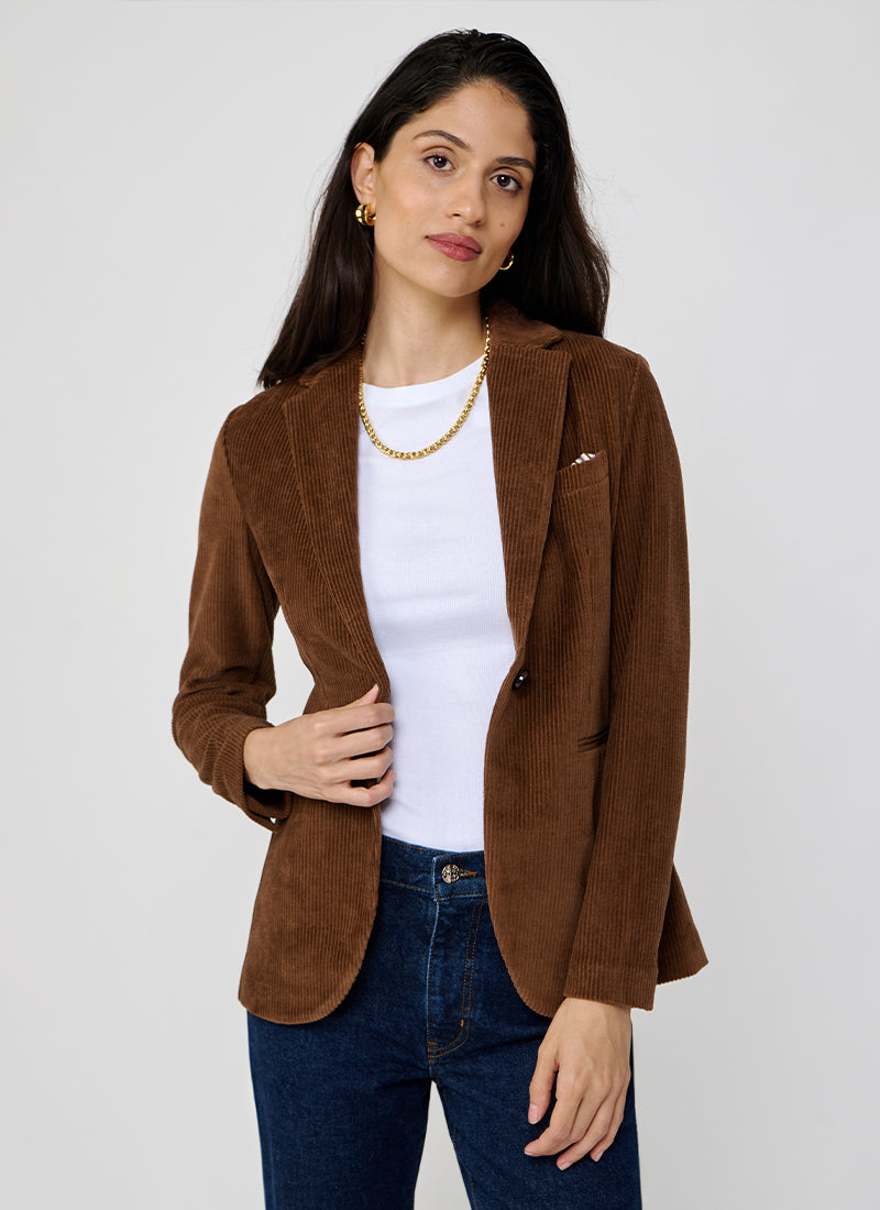 Slim Long Corduroy Blazer