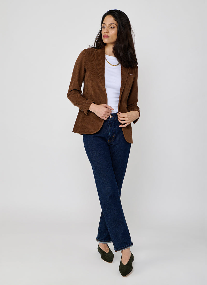 Slim Long Corduroy Blazer