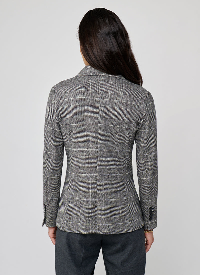 Fleece Plaid 1 Button Slim Long Blazer by Circolo 1901 | Andrews