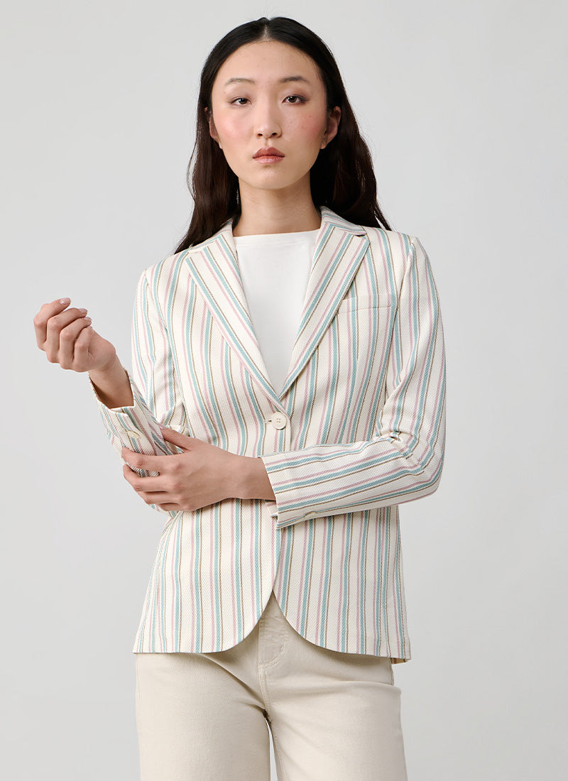 Circolo 1901 Oxford Stripe Long 1 Button Blazer