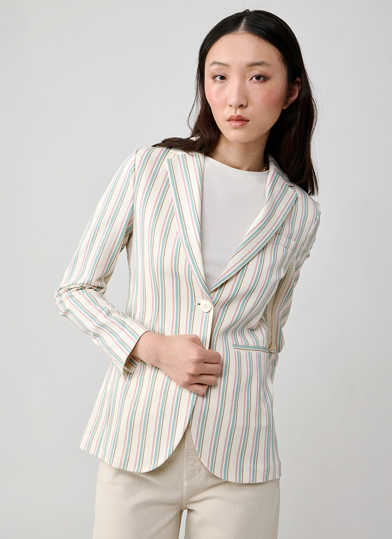 Circolo 1901 Oxford Stripe Long 1 Button Blazer