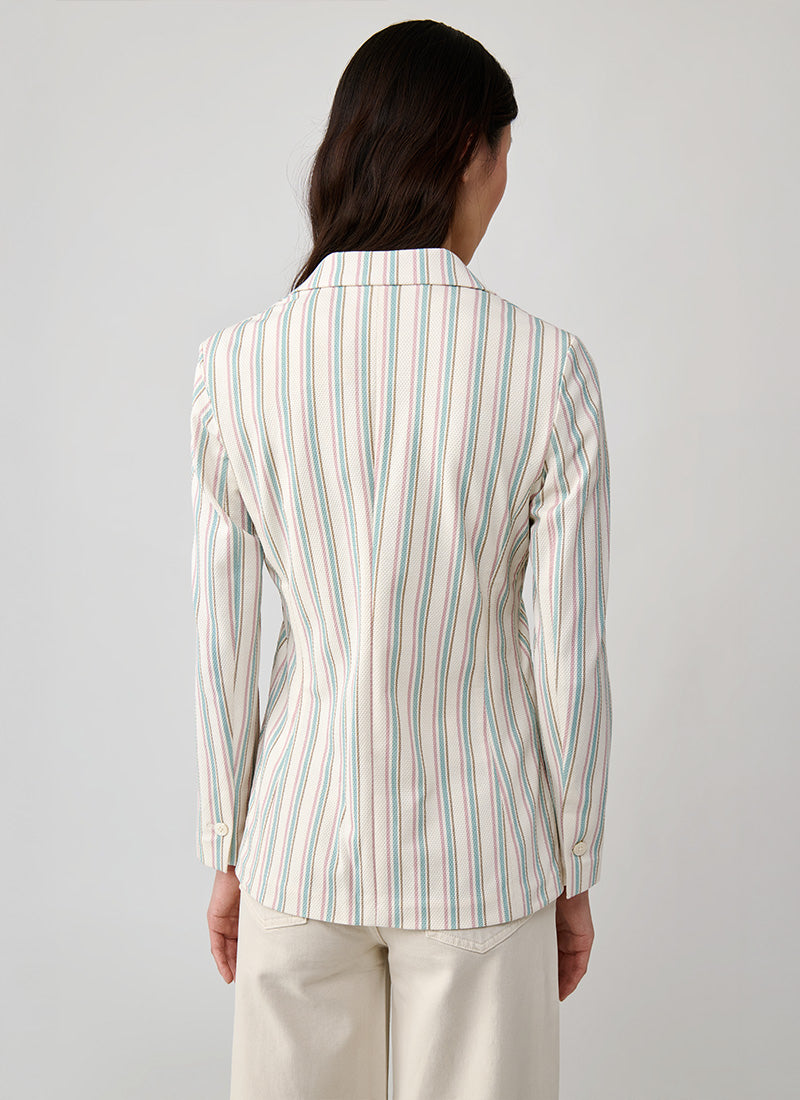 Circolo 1901 Oxford Stripe Long 1 Button Blazer
