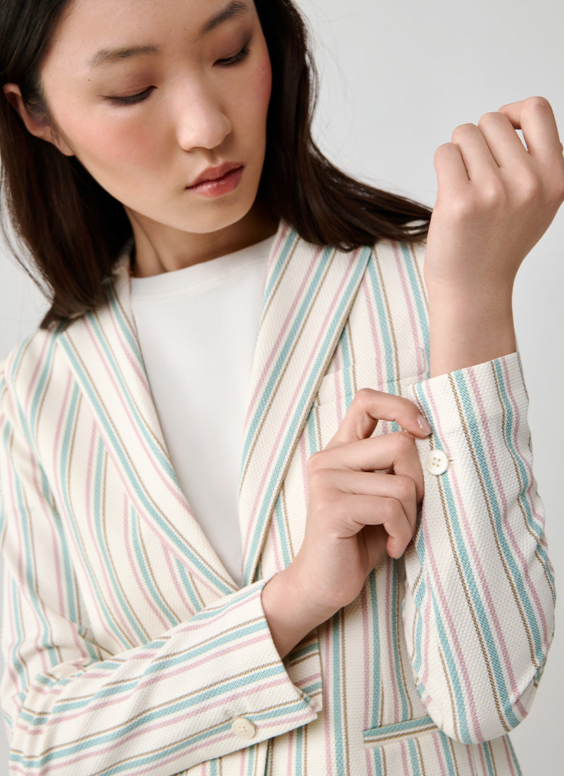 Circolo 1901 Oxford Stripe Long 1 Button Blazer
