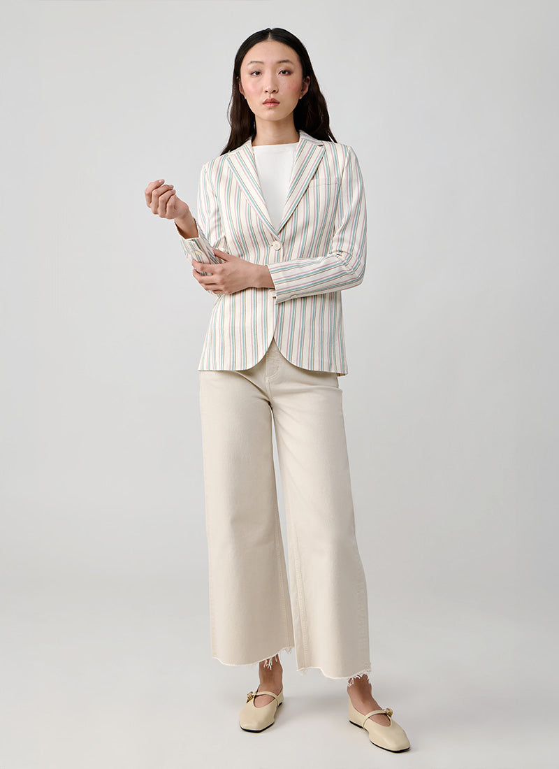 Circolo 1901 Oxford Stripe Long 1 Button Blazer