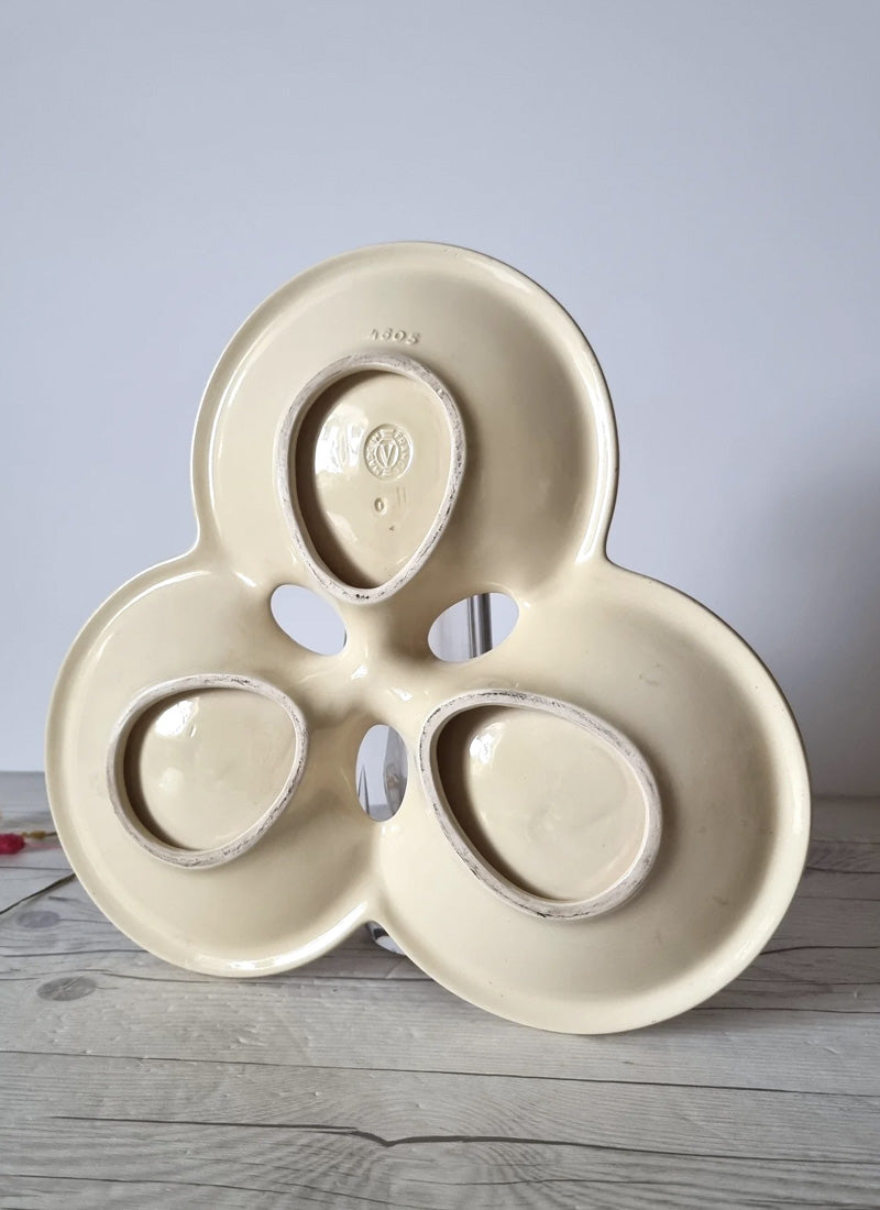 Haute Curature Verceram Ceramique Textured Modernist Tri-Section Clam Dish, 1950s
