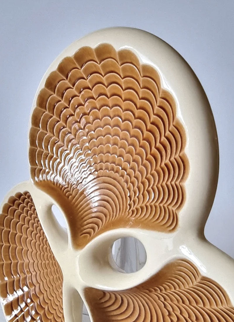 Haute Curature Verceram Ceramique Textured Modernist Tri-Section Clam Dish, 1950s