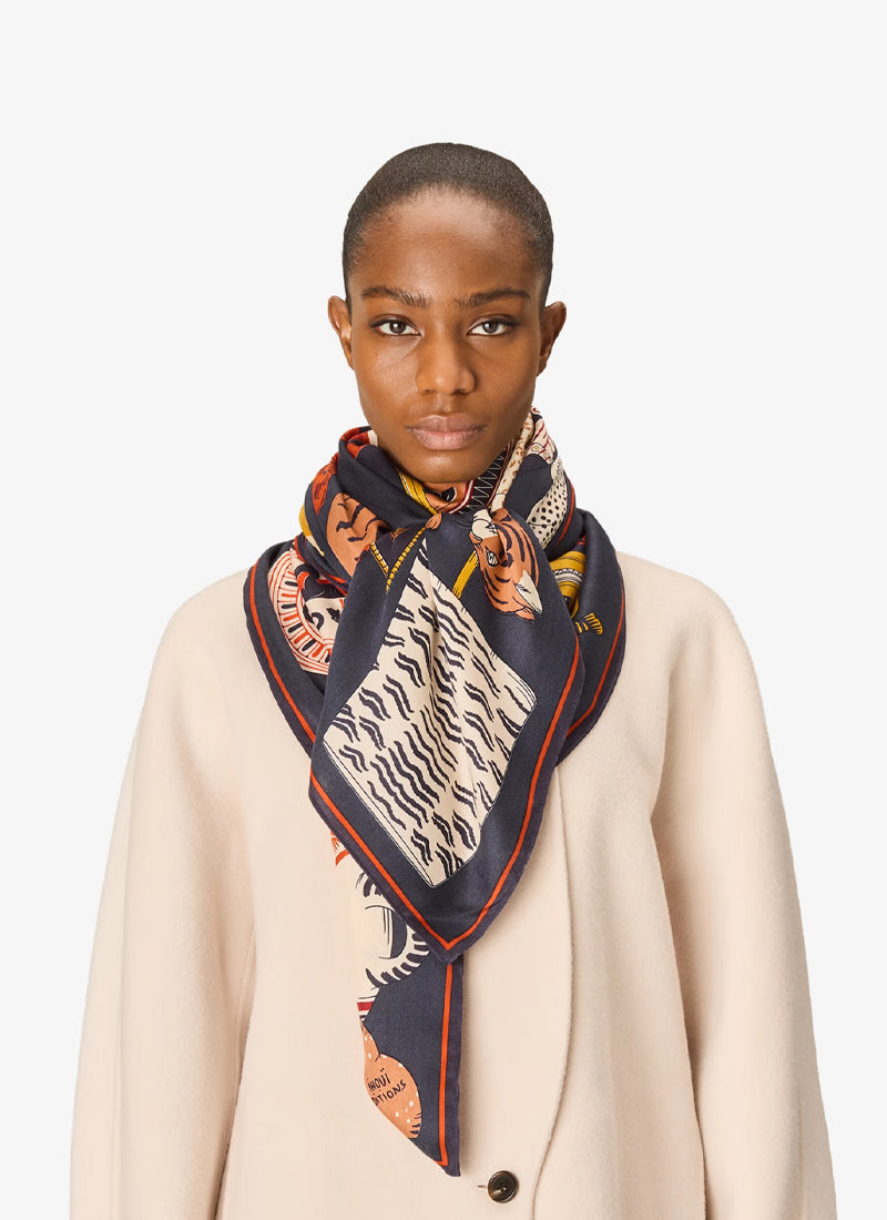 INOUI EDITIONS Collectionneur Cats Silk Modal Scarf