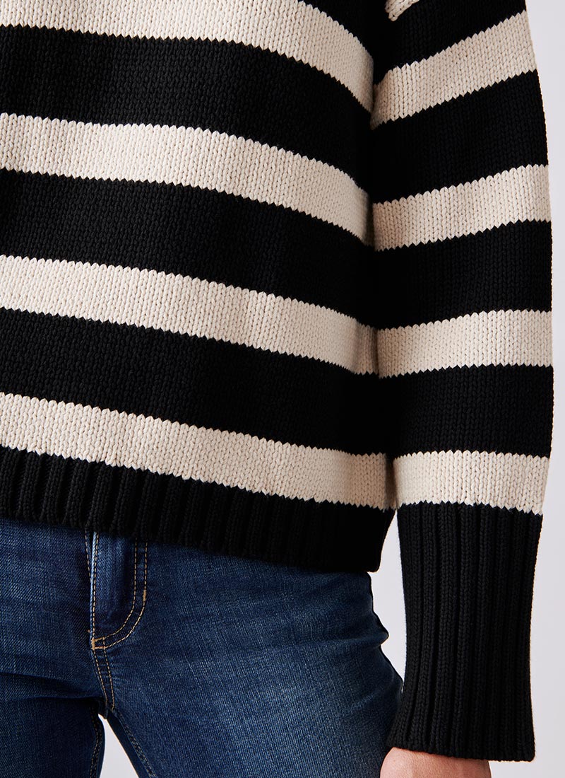 White+Warren Cotton Striped Crewneck Sweater