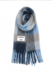Cowboy Life Check Fringe Scarf