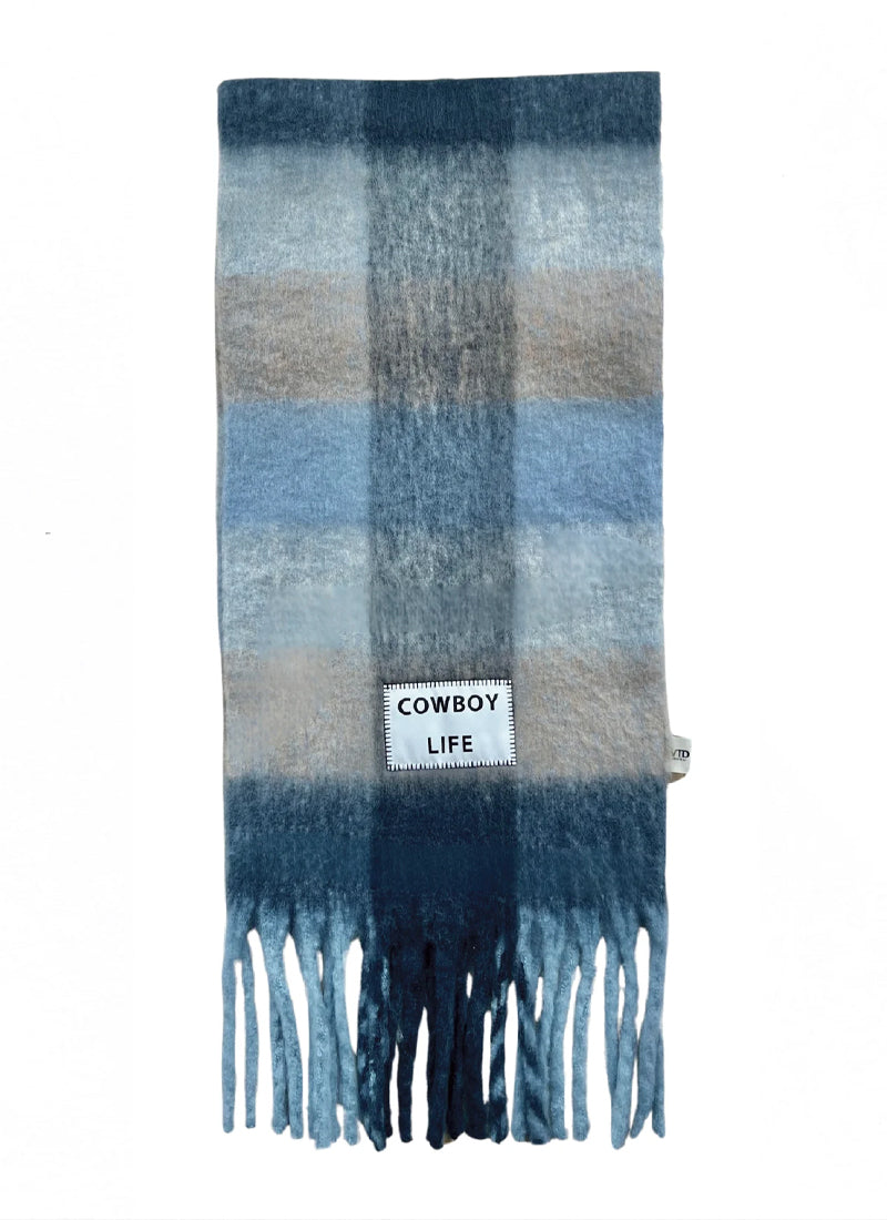 Cowboy Life Check Fringe Scarf
