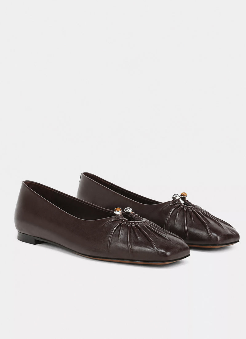 Dany Leather Jewel Square Toe Flats