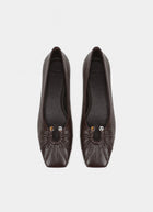 Dany Leather Jewel Square Toe Flats