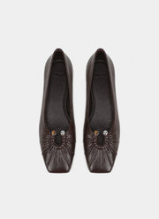 Dany Leather Jewel Square Toe Flats