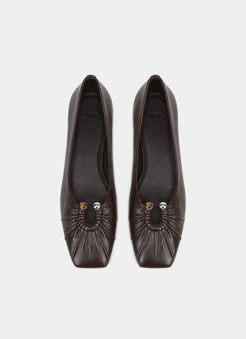 Dany Leather Jewel Square Toe Flats