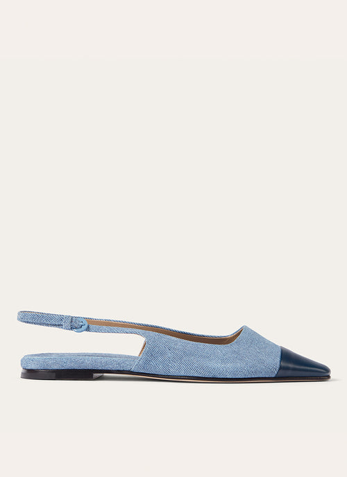 Dear Frances Tia Slingback With Top Cap Denim Flats
