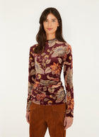 Delhi Floral Printed Long Sleeve Velvet Jersey Blouse