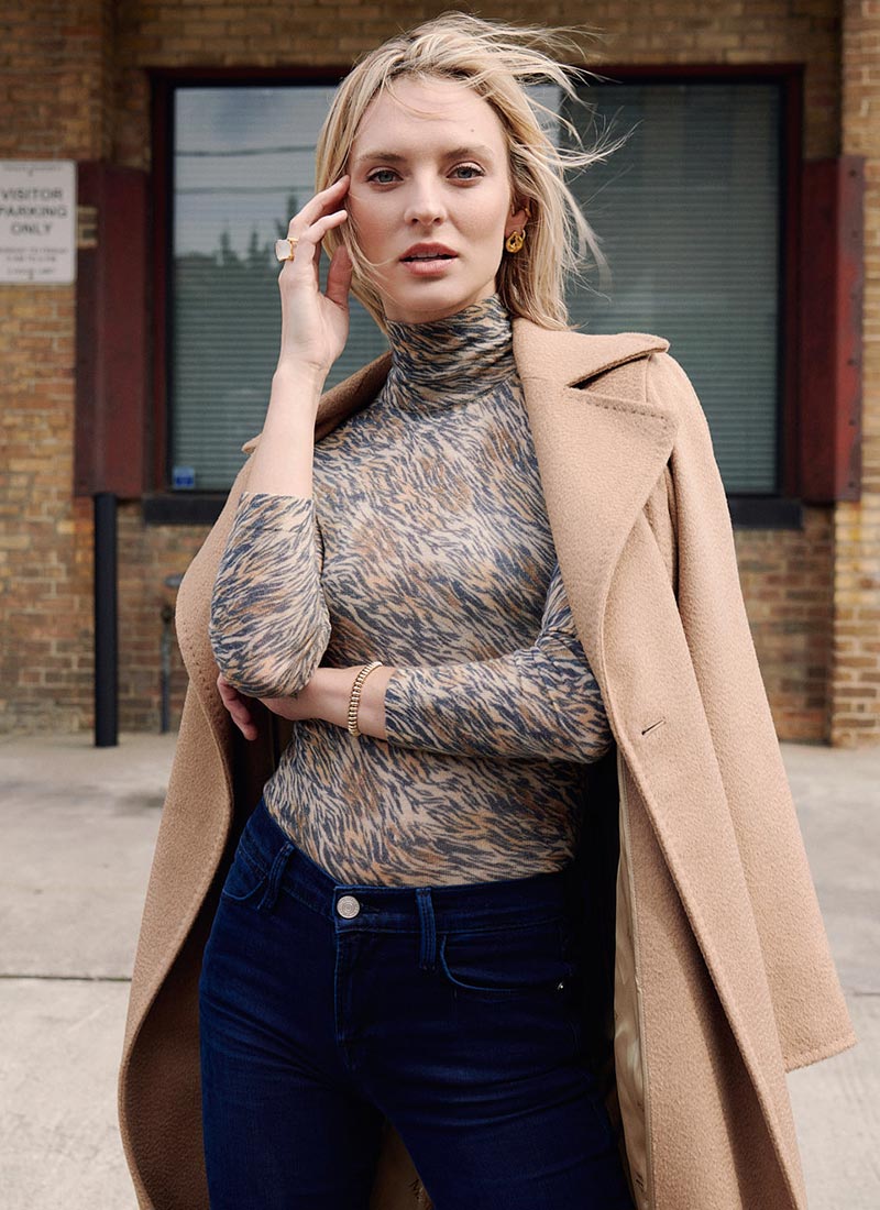 Autumn Cashmere Distressed Tiger Print Top