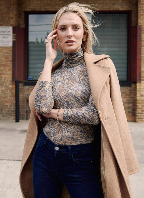Autumn Cashmere Distressed Tiger Print Top