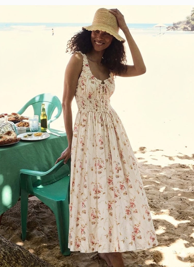 doen emmaretta dress - Emerald Jardin Du Chateau midweight cotton voile in our vintage block Emmaretta Dress - Eartha Paisley