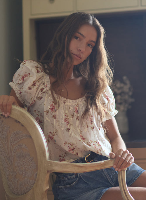 Frederica Cotton Short Sleeve Top