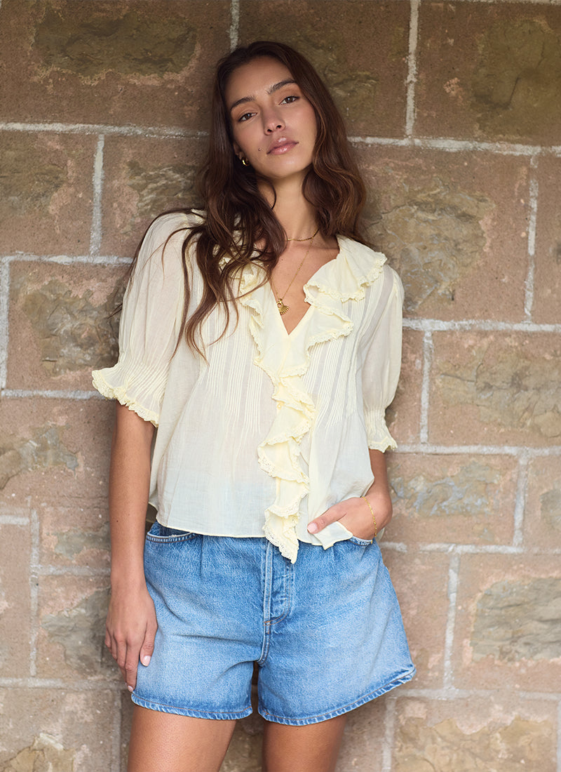 DÔEN Henri Cotton Short Sleeve Top