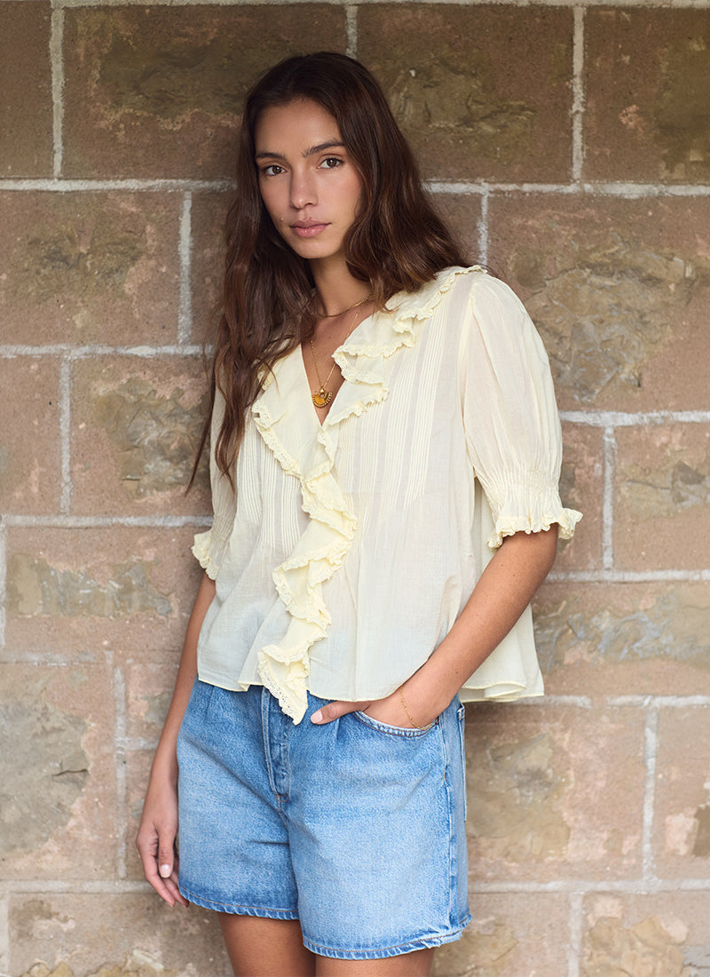 DÔEN Henri Cotton Short Sleeve Top