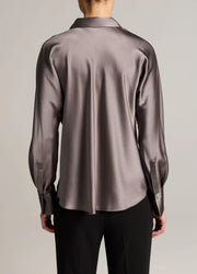 Silk Bias Long Sleeve Blouse