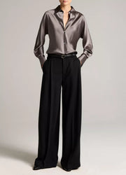 Silk Bias Long Sleeve Blouse