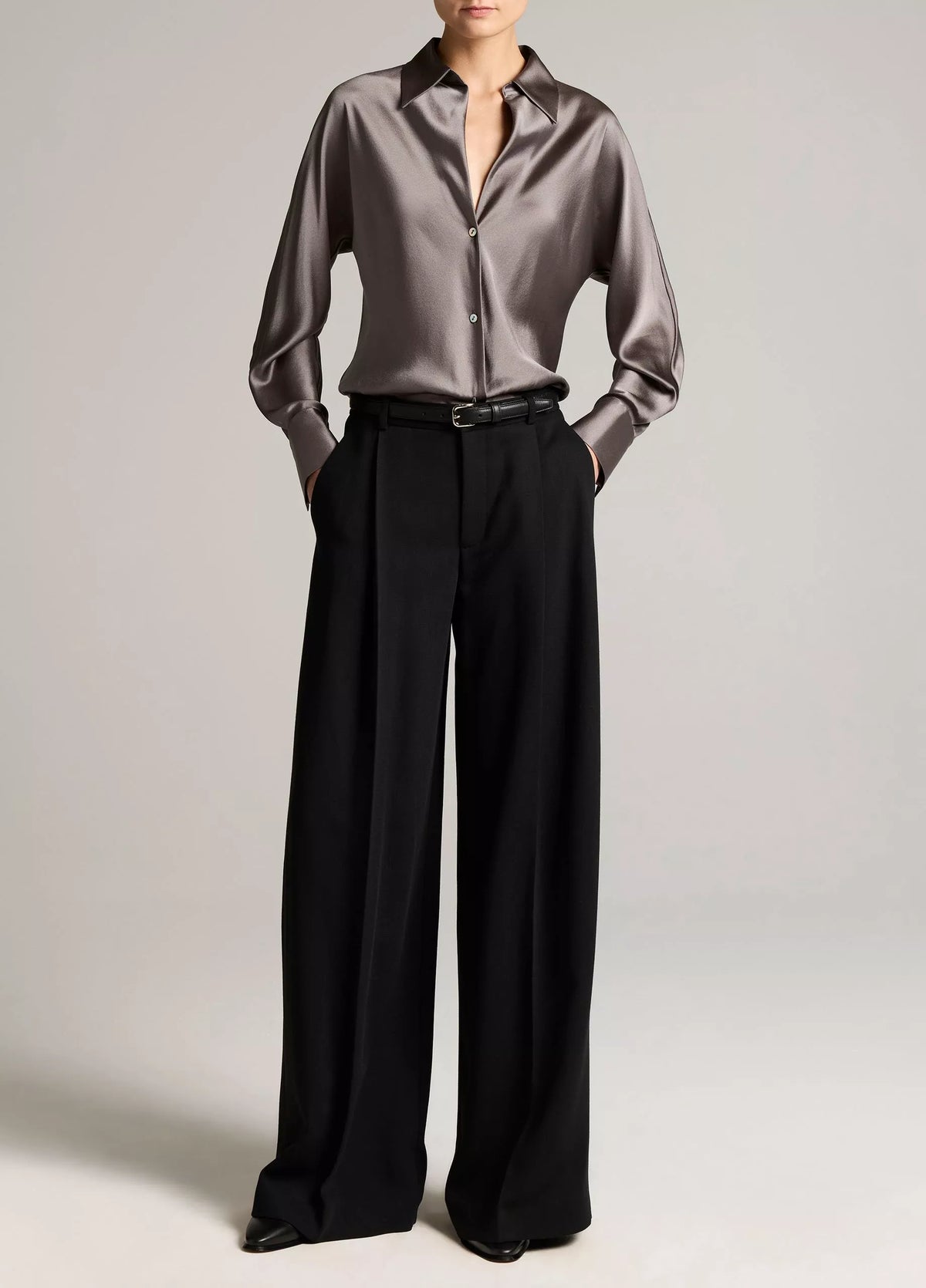 Silk Bias Long Sleeve Blouse