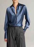 Silk Bias Long Sleeve Blouse