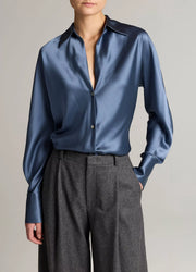 Silk Bias Long Sleeve Blouse