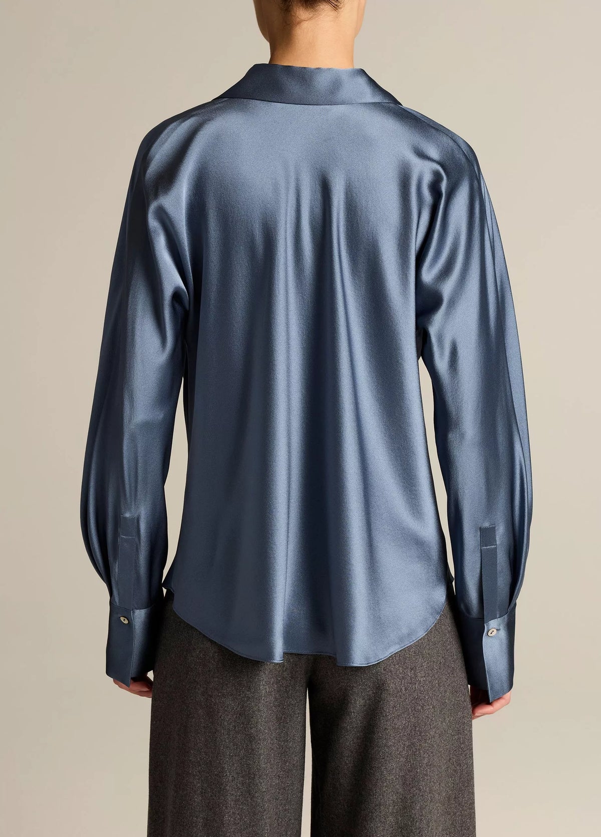 Silk Bias Long Sleeve Blouse