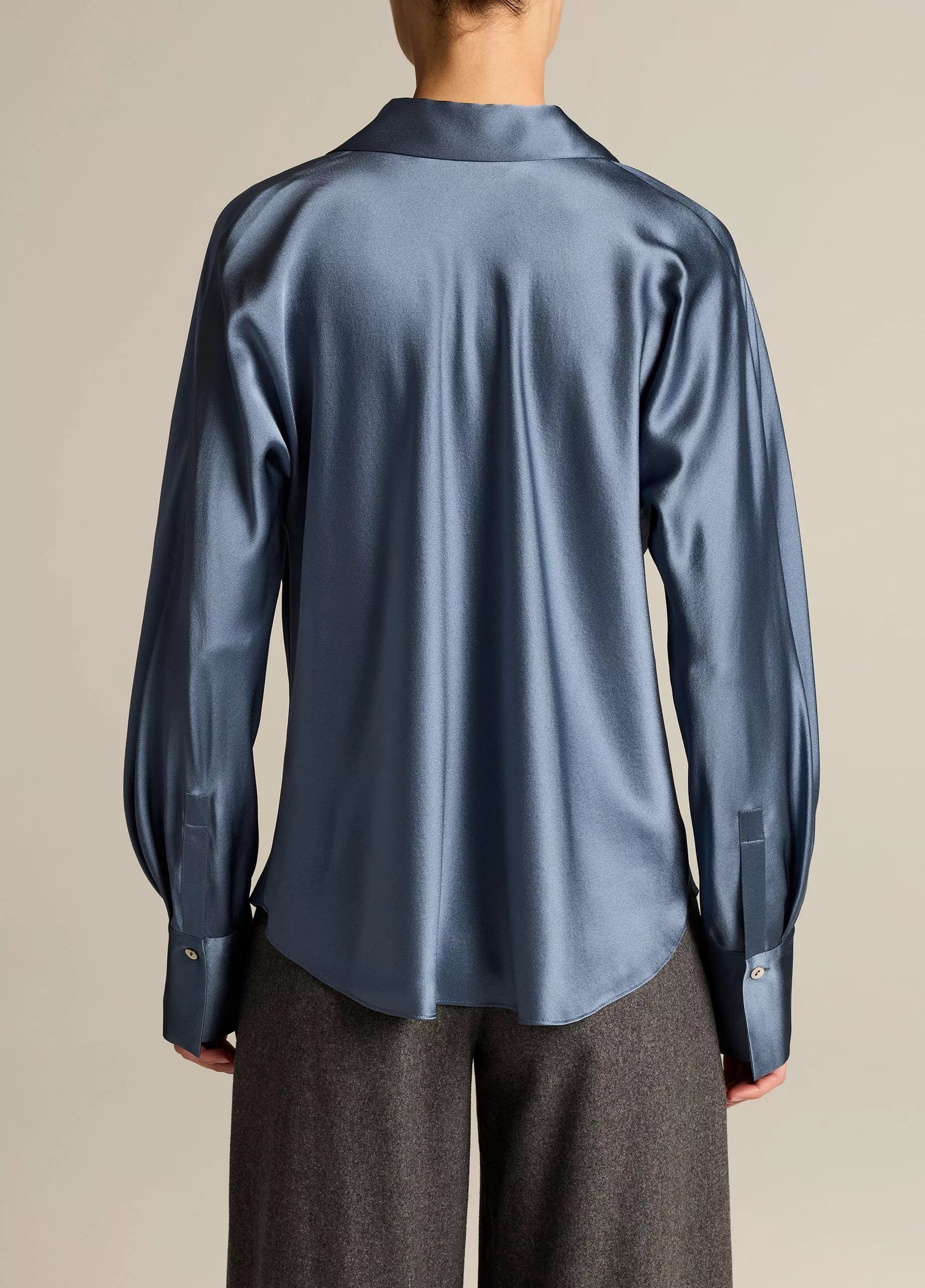 Silk Bias Long Sleeve Blouse