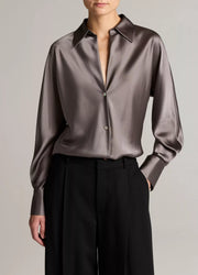 Silk Bias Long Sleeve Blouse