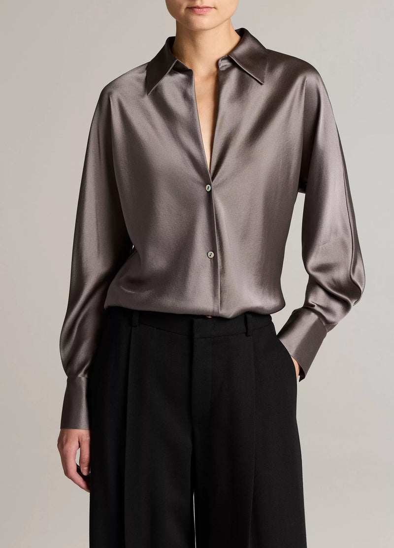 Silk Bias Long Sleeve Blouse